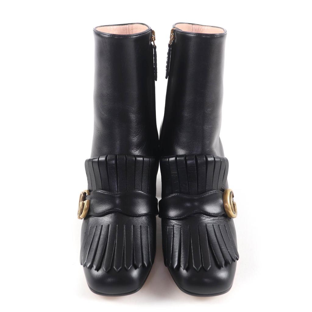 Pristine GUCCI short boots GG Marmont Tassel Side Zip Leather leather 38 408210 Used