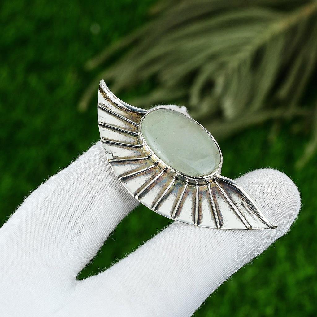Daughters Day Sale 925 Silver March Oval Aquamarine Stone Wife Pendant Jewelry