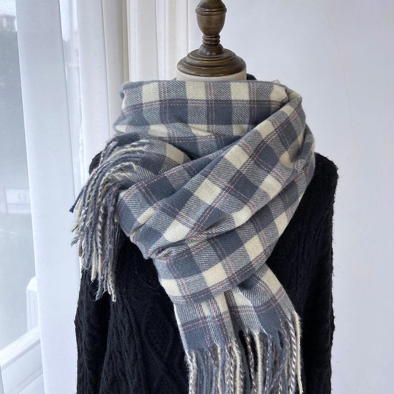 Plaid Scarf Women's Autumn and Winter New Warm Fringed Shawl Scarf Warm Windproof Neck Scarf Casual Outdoor