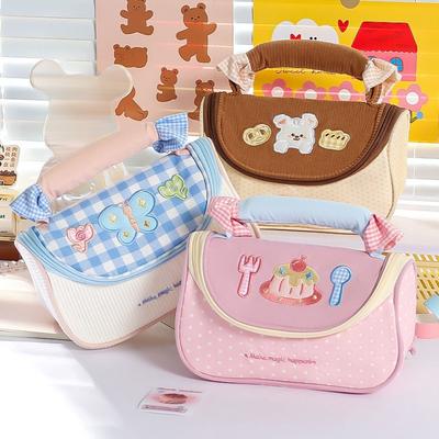 Korean Dopamine Color Pencil Case Multi-functional Large-capacity Stationery Pouch Stationery Storage Bag School Supplies