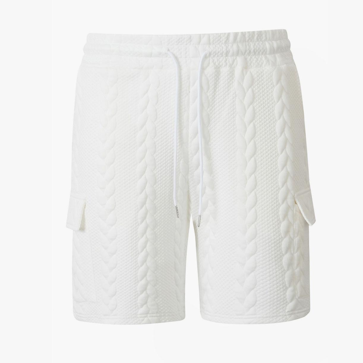 Men Casual Drawstring Jacquard Pocket Outdoor Beach Shorts S