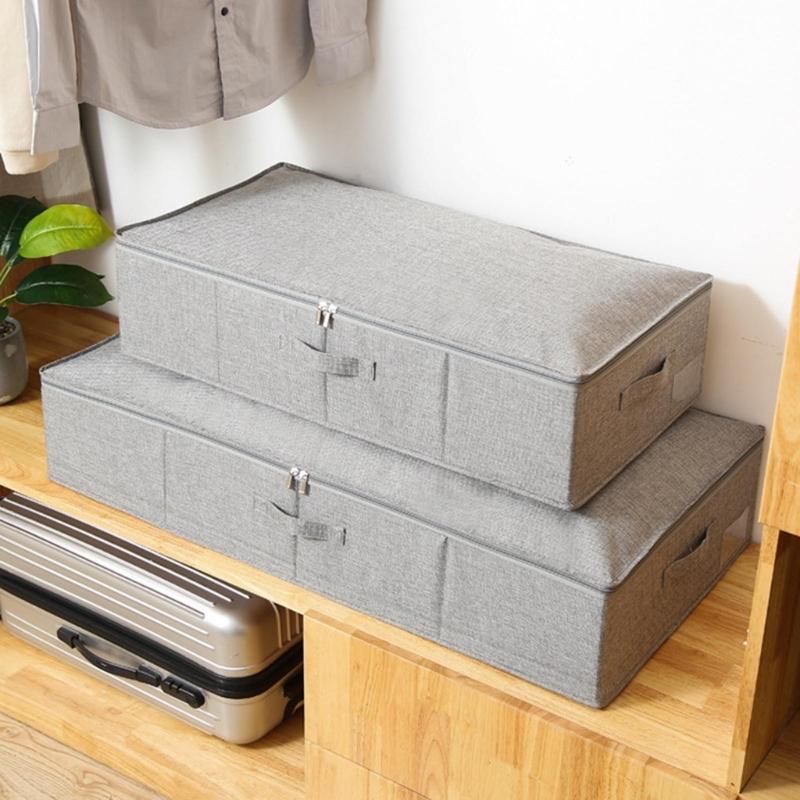 Underbed Storage Box Storage Bag Cotton and Linen Independently Washable Highly Breathable Foldable Bag for Cloth