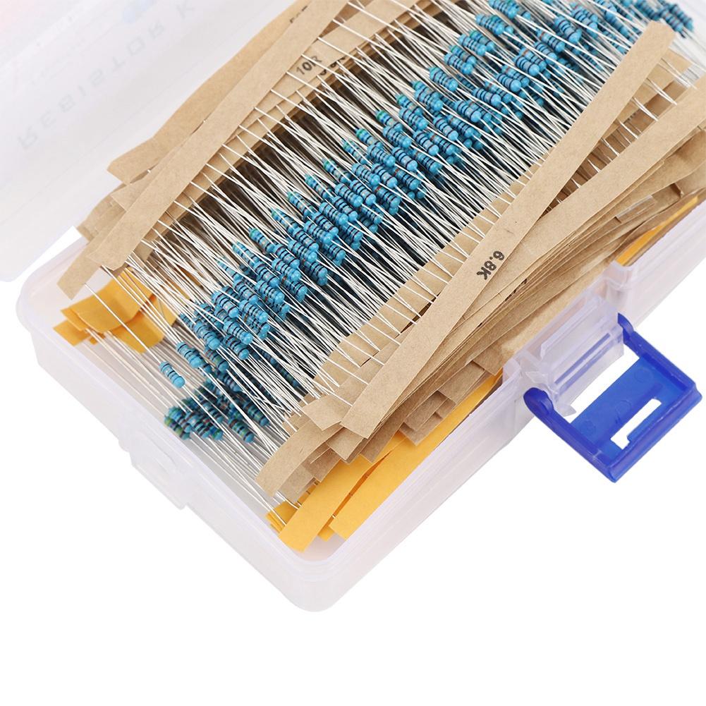 Metal Film Resistor Kit, 1280pcs 1R-10M 1Celsius4W 64 Values Resistor Assortment