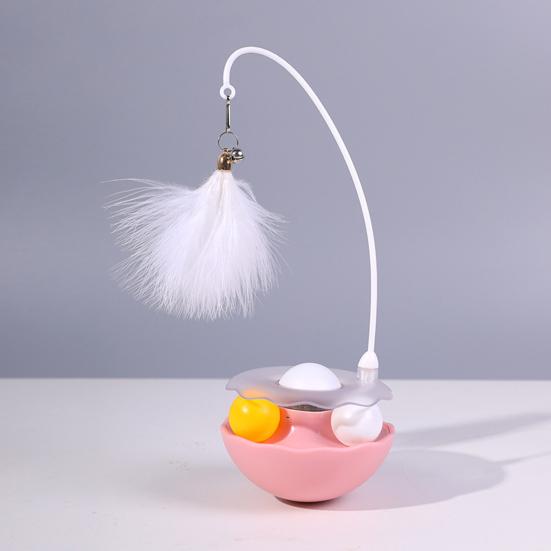 4-in-1 Interactive Cat Feather Toy for Indoor Cats Tumbler Cat Toy with Ball Track Catnip Ball Teasing Feather Kitten Exercise Toy for All Breeds