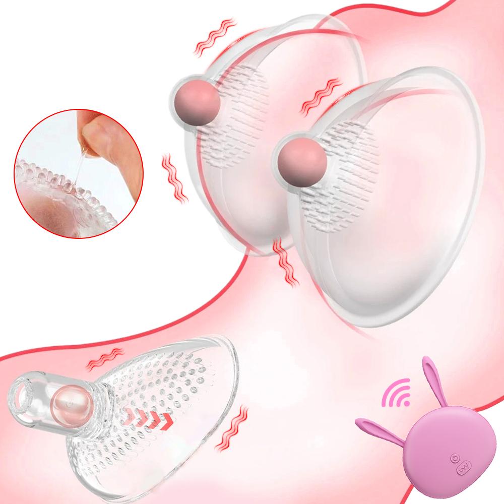 Nipple Sucker Vibrator Tongue Licking Nipple Cups Vibrator Clitoris Suction Massager Electric Breast Pump Breast Enlarge Massager Sex Toy for Women