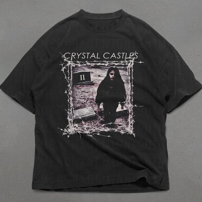 Crystal Castle TShirt Pattern Short Sleeve Round Neck Cotton TShirt 90s Style Pattern TShirt Gothic Y2k Pattern TShirt Unisexs