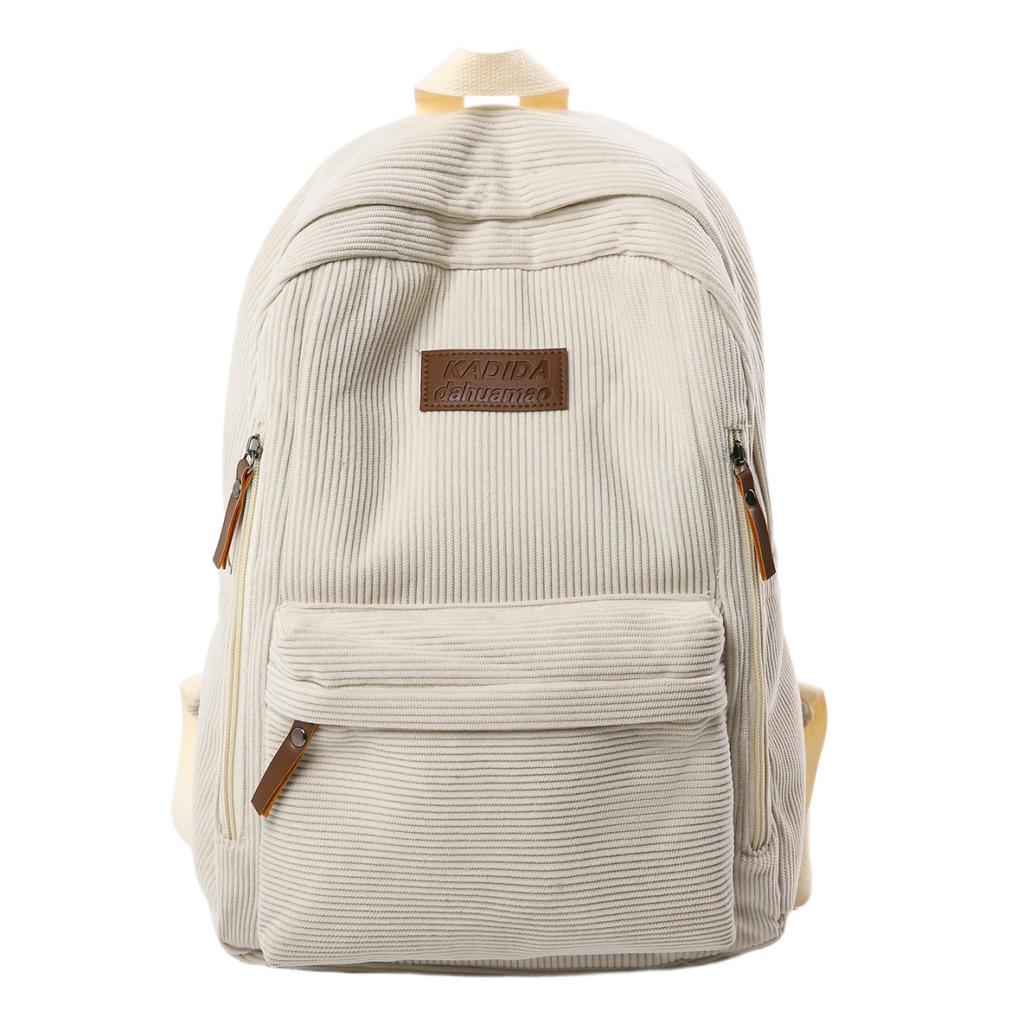 Schoolbag Junior High School Student Schoolbag Women's Autumn and Winter New Simple Corduroy Backpack Versatile Large-capacity High School Student