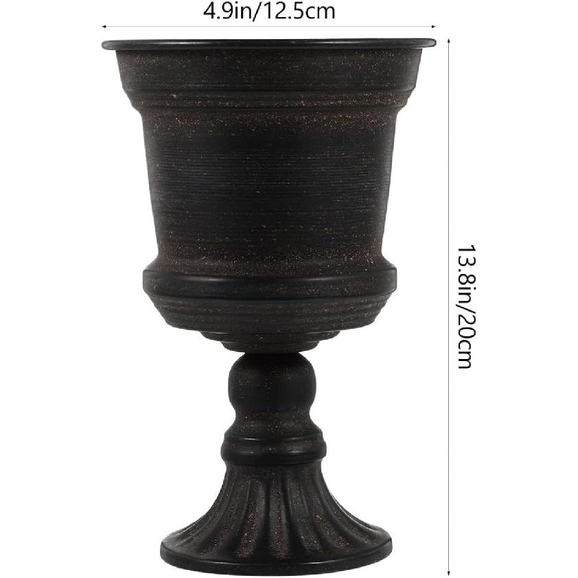 Angoily Classic Garden Urn Planter for Outdoor Plants Decorative Black Urn Planter Vintage Style Flower Pot for Home Garden Front Porch Door Deck