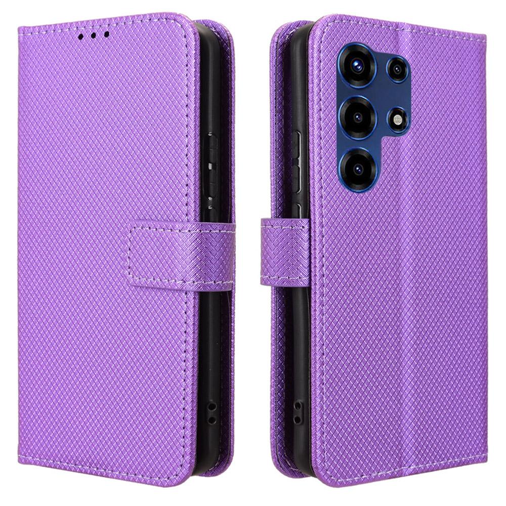 For Itel Super 26 Ultra Leather Wallet Case with Strap Diamond Texture Phone Cover