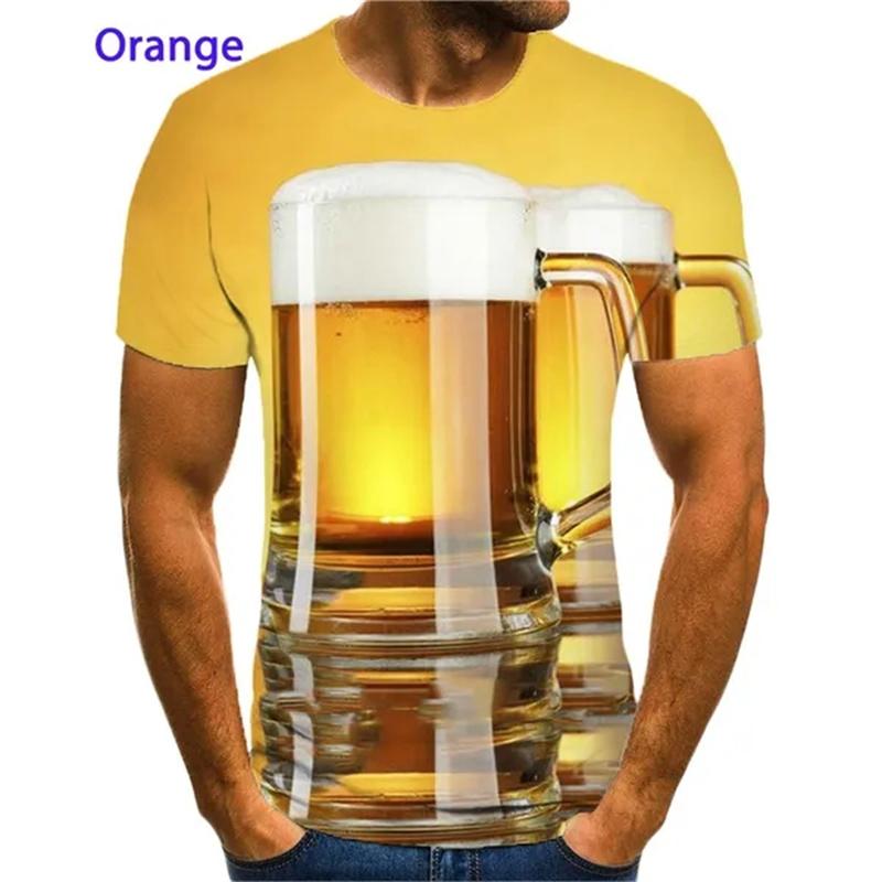 Beer Cheers Printing Tee Shirt Men Summer Cool Men 3D Beer Bubble Graphic T Shirts Short-sleeved T-shirt Fashion Casual Tops Tee