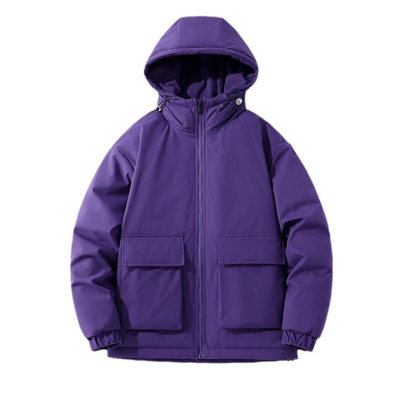 Cotton Clothing Men's Winter Loose Solid Color Cotton Jacket Thickened Workwear Big Yards Cotton Jacket Jacket Warm