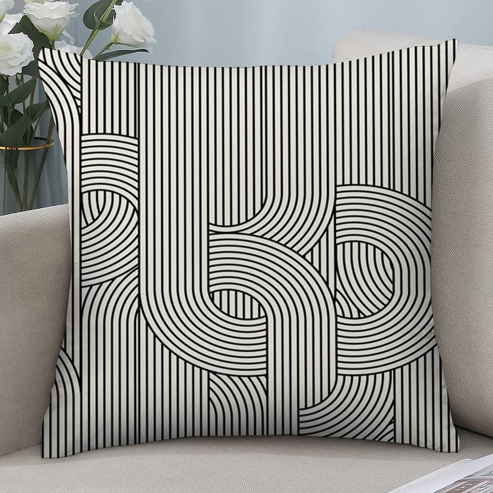 Abstract Art Line Pillow Case Short Plush Double-Sided Print Square Throw Pillow Covers Sofa Home Cushion Decor