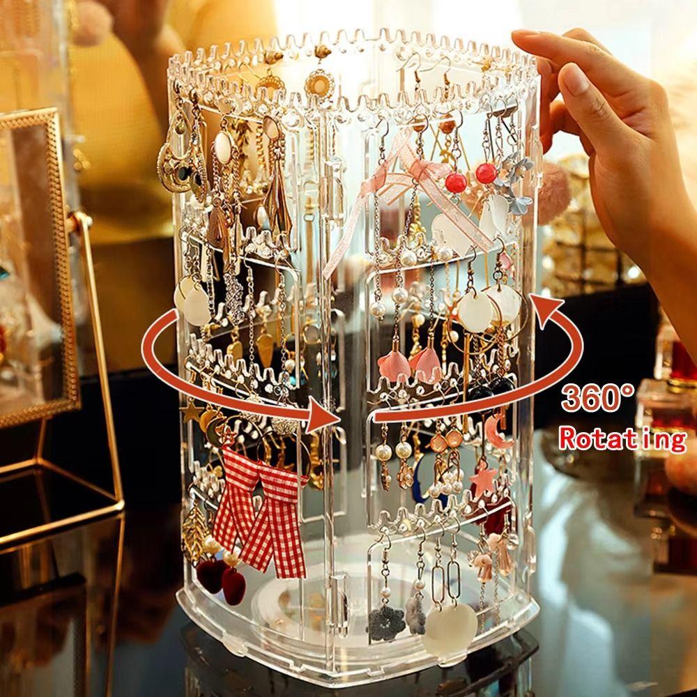 Large Capacity Necklaces Rings Holder Rotating Jewelry Storage Box Jewelry Display Rack Shop Store