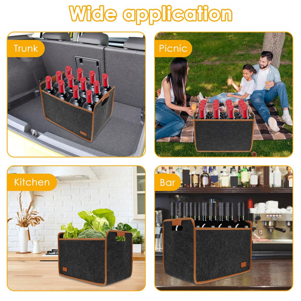 2Pcs 12 Bottle Felt Wine Carrier Tote Bag Collapsible Wine Bottle Carrier with Handles For Travel Camping And Picnic Protective