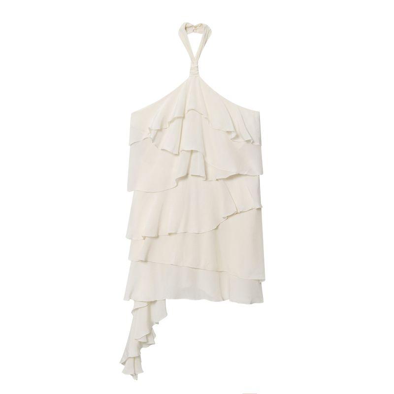 Zbzr Autumn New Women Clothes Western Style Fashion Hanging Neck Laminated Decoration Mini Dress 8228811