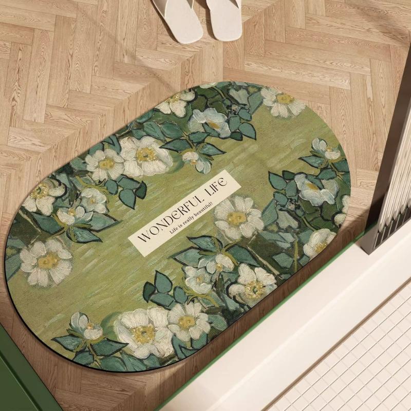 Bathroom Cabinet, Diatomaceous Earth Door Mat, Quick Drying and Anti Slip Floor Mat, Toilet and Bathroom Entrance Mat