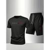 Herren Sommer T-Shirt und Shorts Set Lässige Entspannte Passform Sportliches Rundhals Kurzarm T-Shirt Paris Buchstaben Druck Zweiteiliges Set