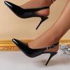 Fashion Classic Black Patent Leather Buckle Strap Stiletto Pumps Sexy Women Pointed Toe Thin Heels Shoes 2025 Summer Trend High Pump
