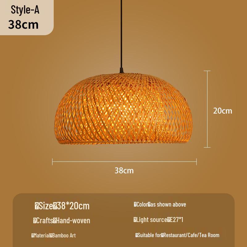 Bamboo Woven Lantern Light for Chinese Restaurant or Teahouse - Rattan Straw Hat Pendant Light