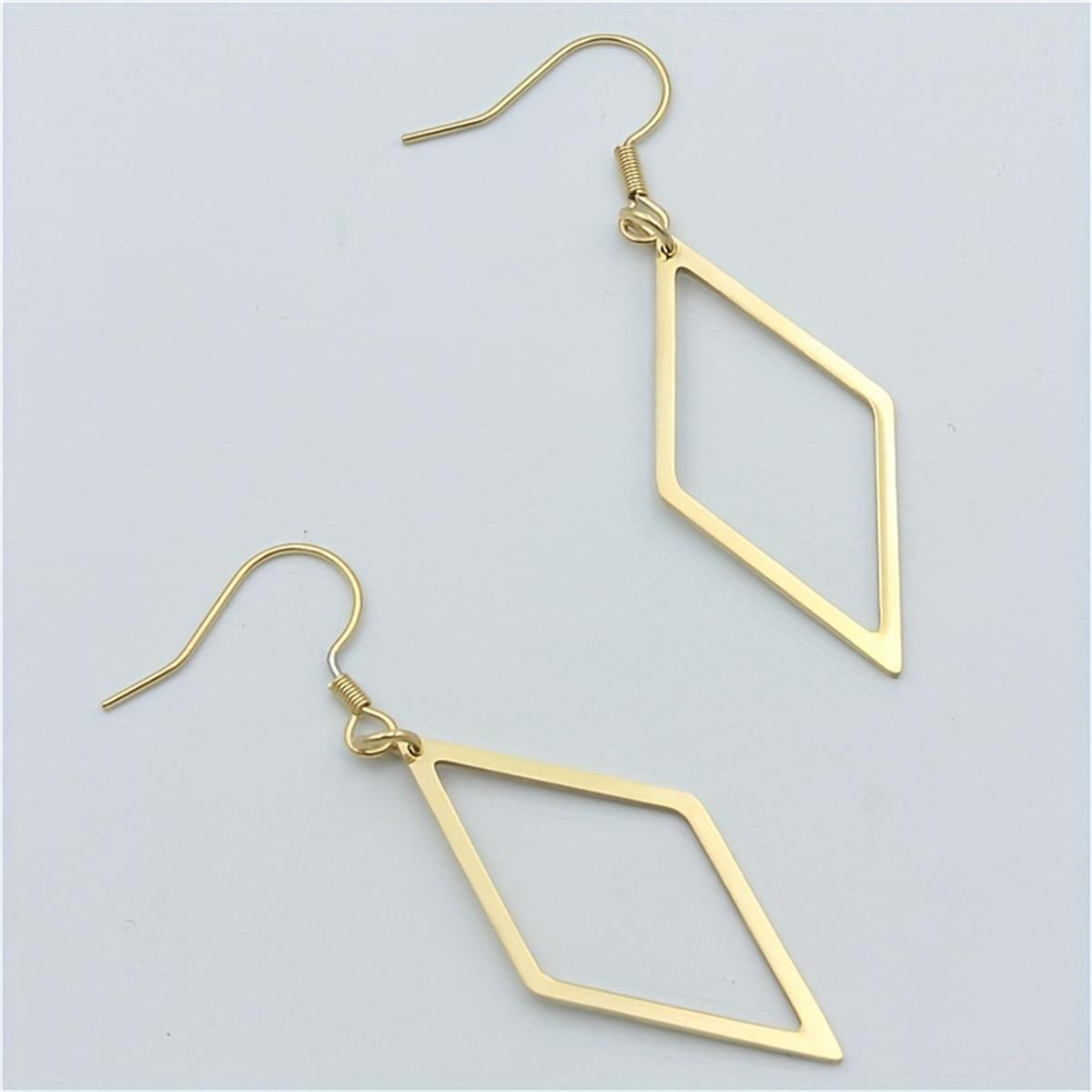 Серьги-подвески в форме полого ромба — фото 5