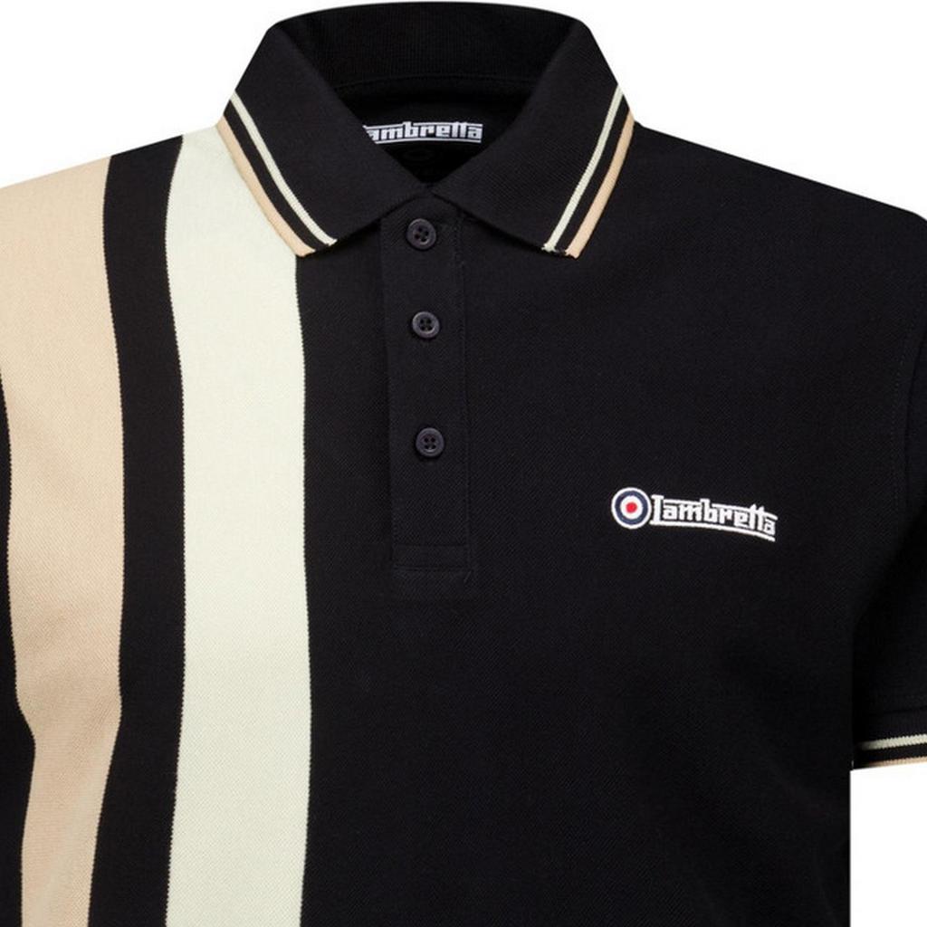 LAMBRETTA Mens Classic Yarn Dyed Stripe Logo Polo Shirt