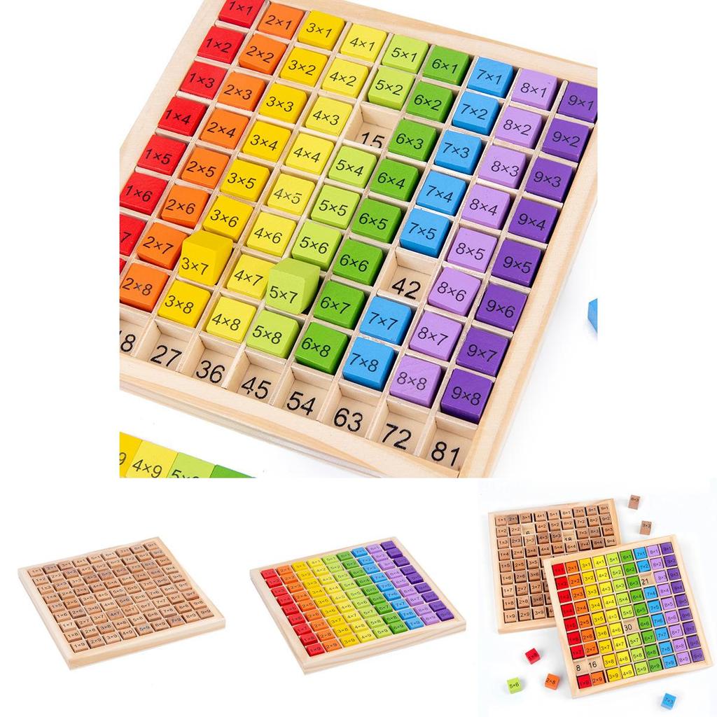 Wooden Multiplication Table Puzzle Educational Math Toy For Kids With Colorful Design