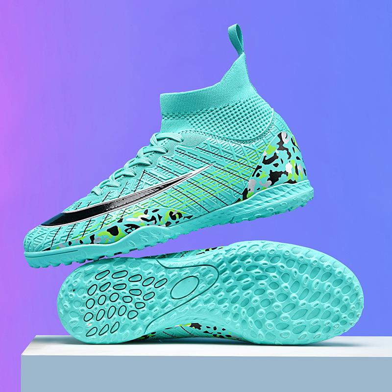 High-top Football Shoes World Cup Broken Nails Artificial Turf Long Nails Leather Foot Youth Training Shoes