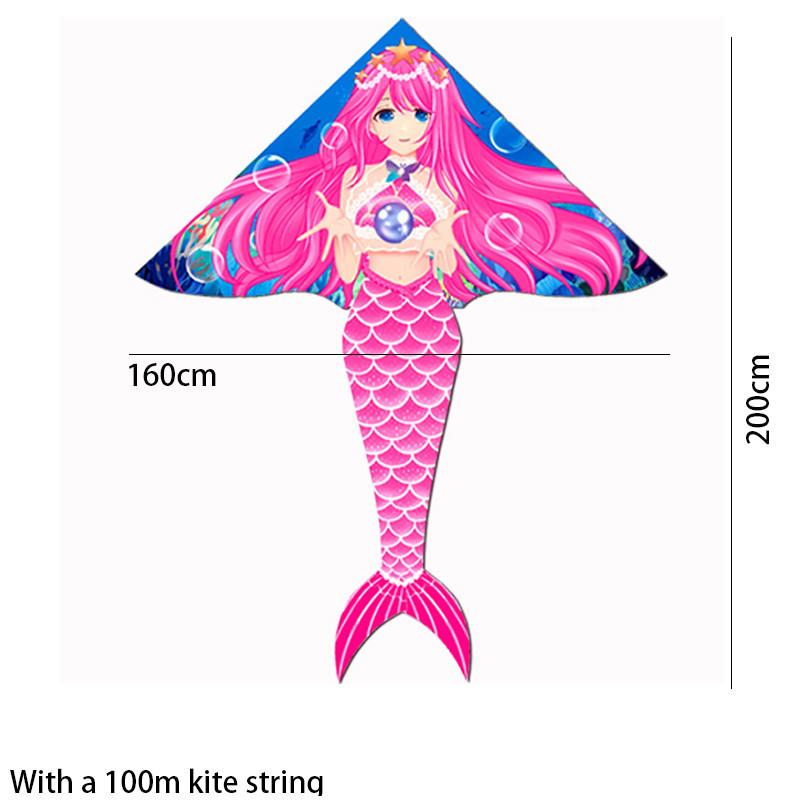 Weifang Hongyun Kite Children Cartoon Mermaid Kite New Triangle Light Breeze Flying Girl Goldfish Swallow 1.6m Mermaid [pink]