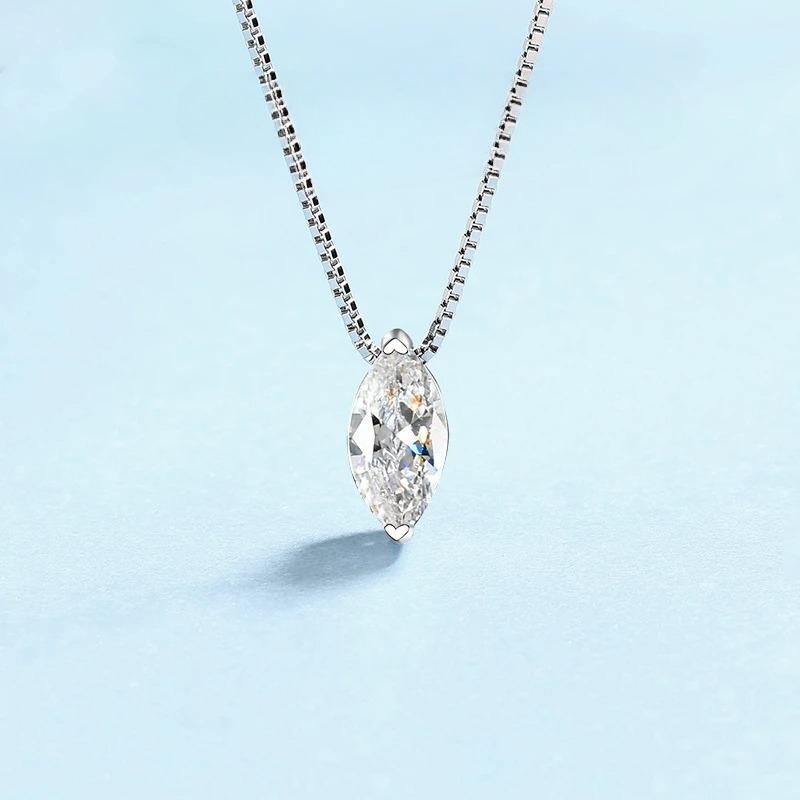 Classic PT950 Platinum Necklaces for WomenColor Marquise Cut Moissanite Diamond Female Fine Jewelry Birthday Gift 45cm&PT950 Platinum