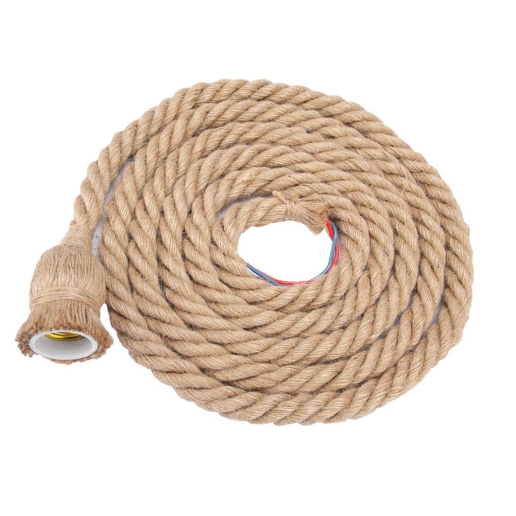 2m E27 Vintage Hemp Rope Ceiling Light Base Pendant Lamp Bulb Holder 85 265V