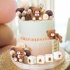 85 ks 3D medvědí dortový topper Tři pózy medvědů Hnědá série Pěnová koule Baby písmena pro Baby Shower Oslavu narozenin Dekorace