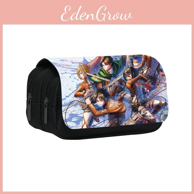 Attack Titan On Anime Pattern Student Double Layer Flip Cover Stationery Bag