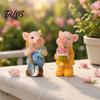 2PCS Micro Landscape Ornaments, Mini Pig Figurines, Durable Resin Waterproof Ornaments, for Potted Plant Landscaping