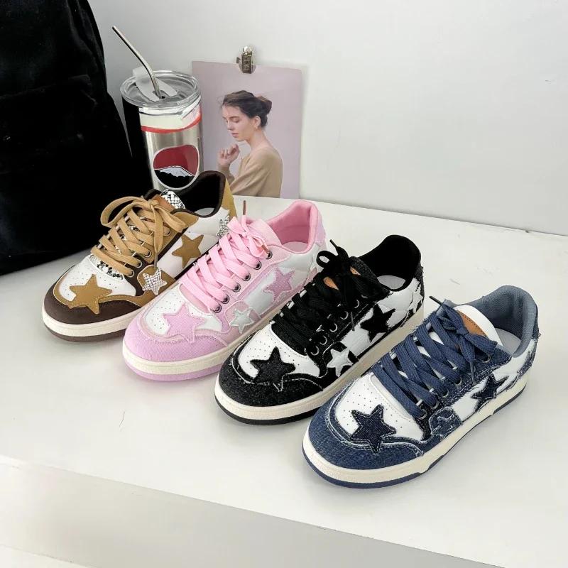 Spring and Autumn Fashion New Comfortable Breathable Platform  Lace-up Round Toe Sports Shoes Zapatos Mujer