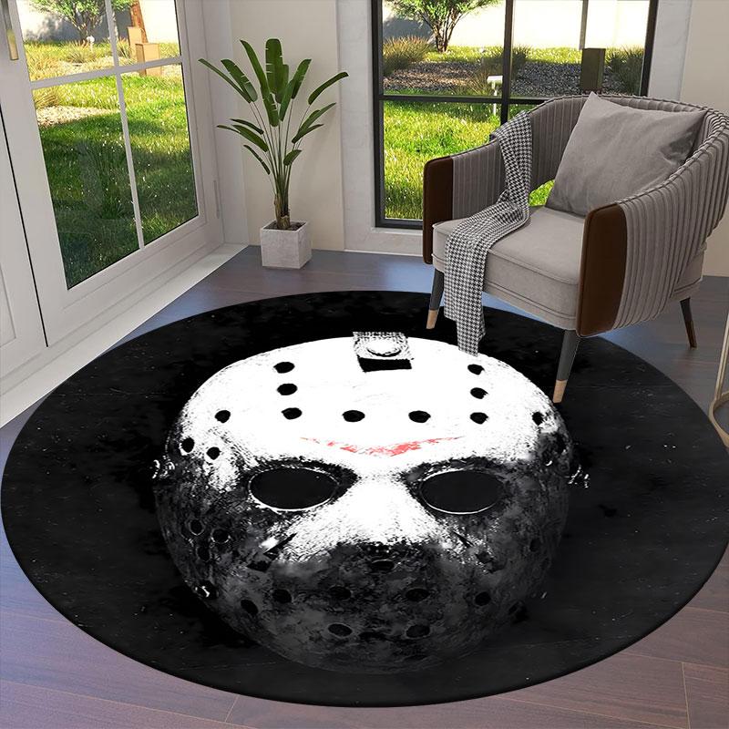fridaythe13th Round Area Rug,Carpet Rug for Living Room Bedroom Sofa Playroom Decor,Non-slip Floor Mat