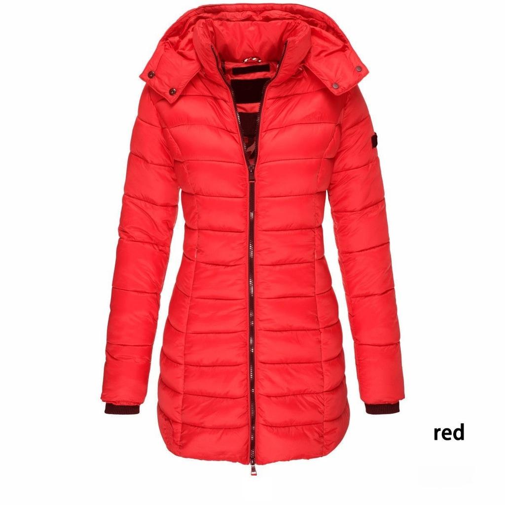 Women's Mid-Length Slim-Fit Winter Coat Warm Down-Filled Cotton Jacket
