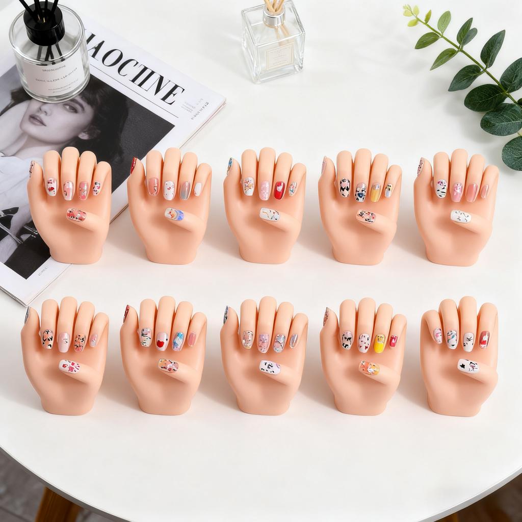 Non-Toxic 10Pcs Mix Random Design Elegant French Tip  Geometric Designs Nail Art Decals  Nail Stickers Set