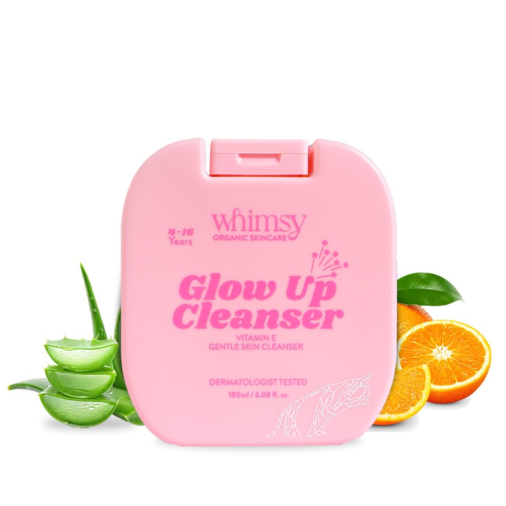Whimsy Beauty Vitamin E Face & Body Cleanser for Kids & Preteens | Gentle Daily Wash with Aloe Vera, Blood Orange & Niacinamide | 4-16 Years | Orga