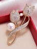 1pc Brooch Rhinestone Tulip Flower Brooch Anti-Glare Suit Brooch Collar Pin Jewelry