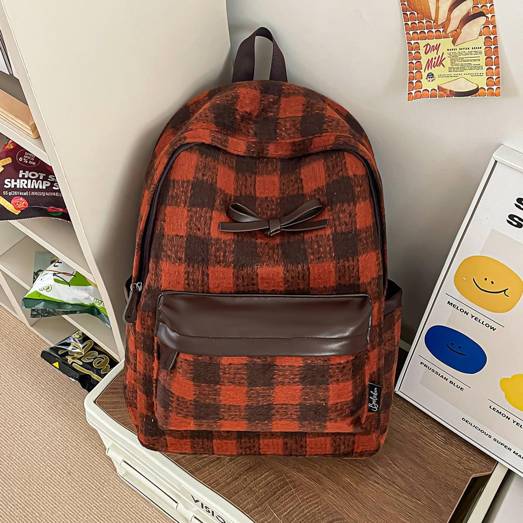 Schultasche Japanisch Retro Schultasche Weiblich Studentenmode Karierter Rucksack Einfach Große Kapazität Mittelschüler Computer Rucksack