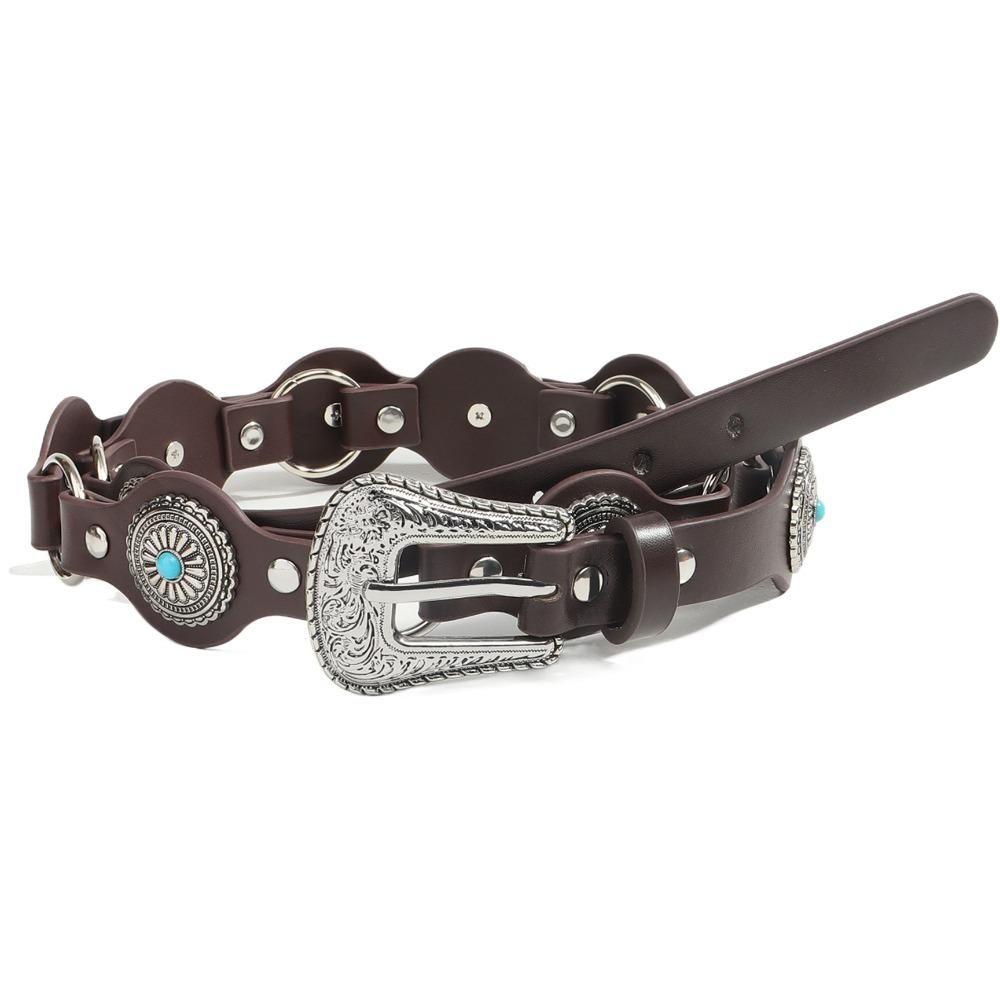 Pu Leather Western Style Belt Carving Y2K Jeans Belt Casual Bohemian Waist Belt  Decorative Jeans