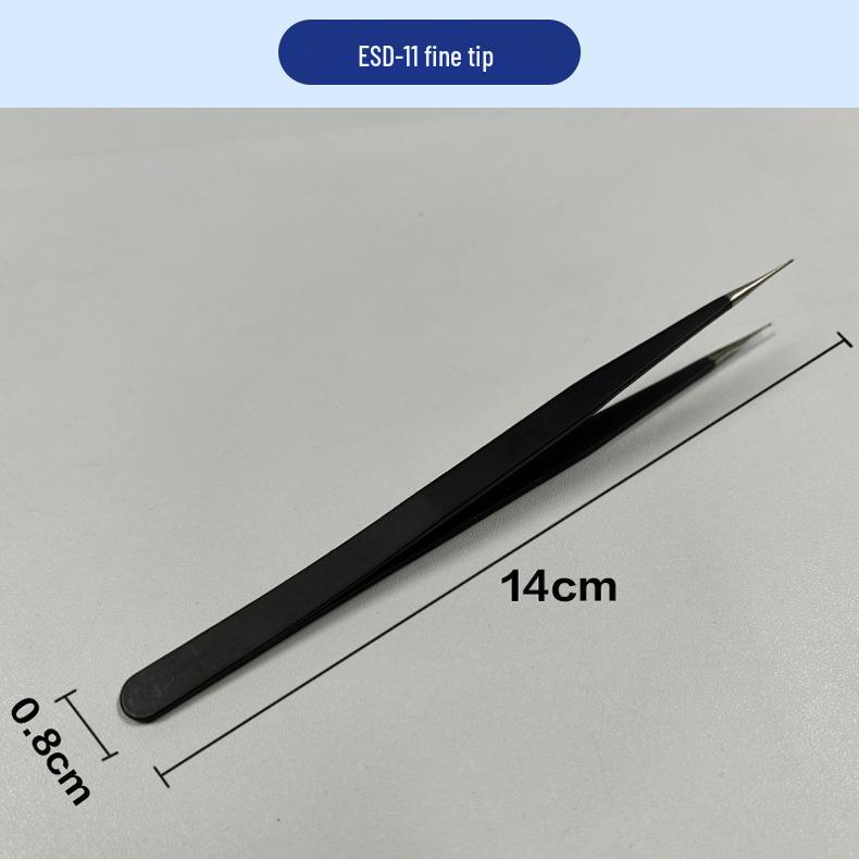 Anti-Static Stainless Steel Precision Tweezers, Curved Tip for Electronics, Eyelash Extensions, Manicure, Bird's Nest Picking, and Hair Removal.