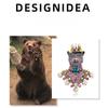 European and American full diamond, bear brooch, vintage court style, heavy-duty animal themed crown brooch