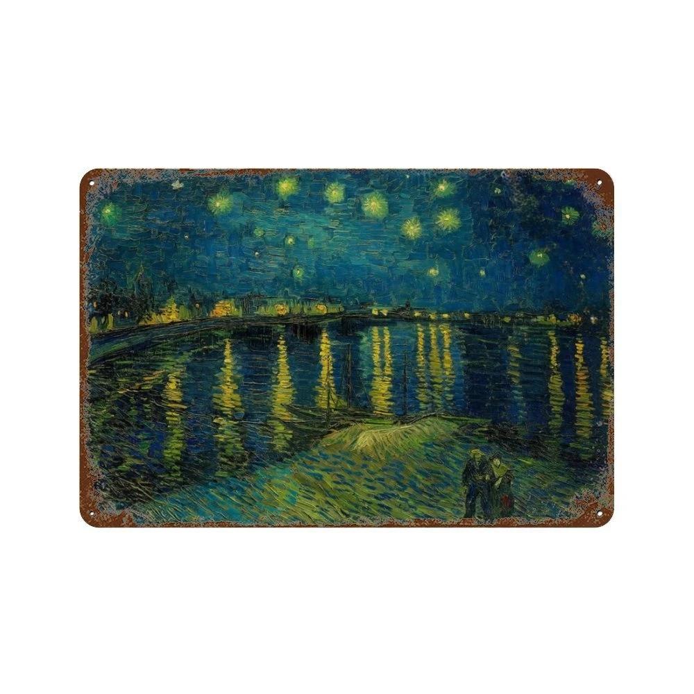 Affiche de Collection de Peintures à l'Huile Célèbres Vintage Décorative Van Gogh Plaque Métallique en Étain Pour Atelier Pièce de Maison Décoration Murale Artistique
