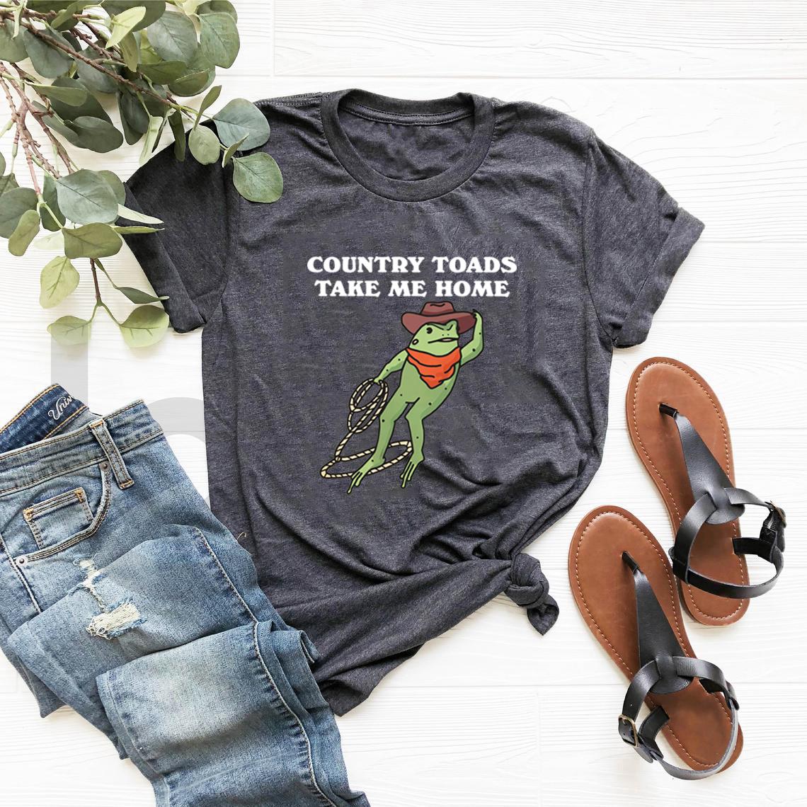 

Футболка Cowboy Frog Funny Western Froggy Футболка Cottagecore Froggy Tee з коротким рукавом Жіноча футболка Frog Lover Футболка ретро топи XL темно-сірий колір