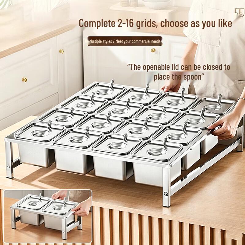HUIHUADU Stainless Steel 6-Compartment Slanted Spice Rack