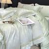 A-Class Tencel Cotton Luxury 4-Piece Bedding Set: Skin-Friendly Jacquard Satin Duvet & Fitted Sheet
