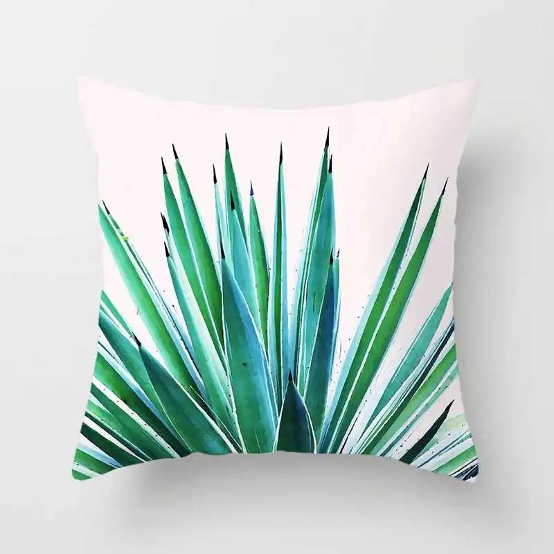 Tropical Plants Cactus Monstera Summer Decorative Throw Pillows Cushion Cover Palm Leaf Green Home Decor Pillowcase