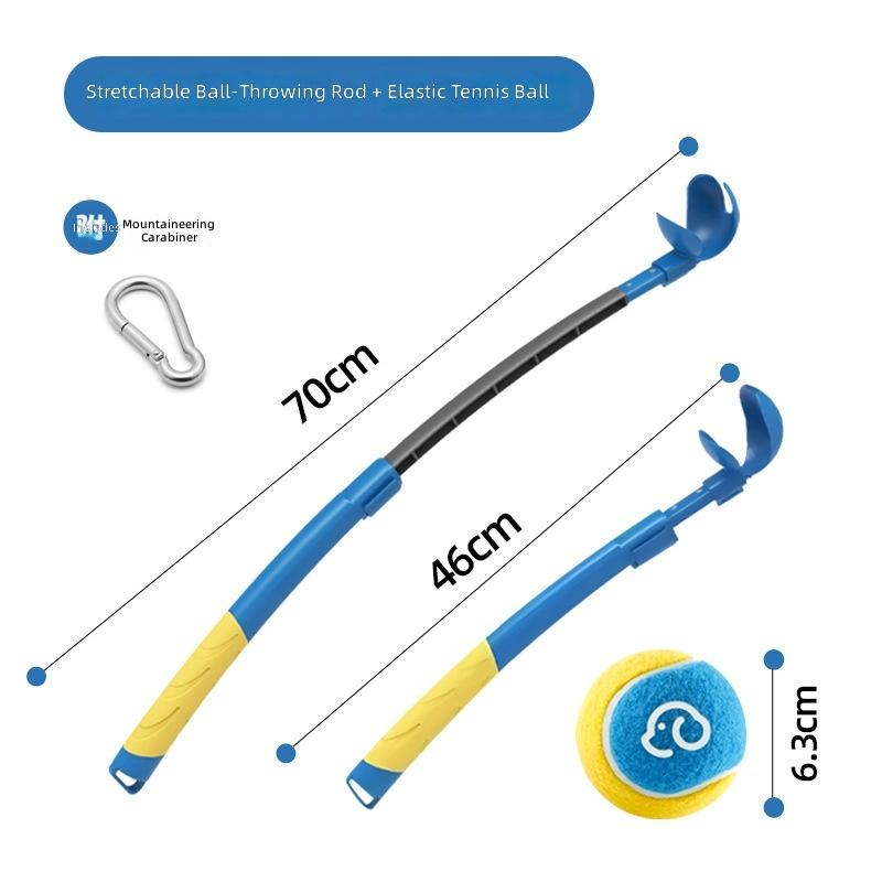 Retractable Dog Ball Thrower Hand-Free Tennis Ball Launcher with Non-Slip Handle