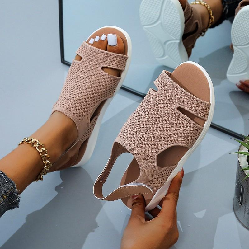 Nuovi Sandali Estivi da Donna moda Tessuto elastico volante Strass Casual Scarpe Piatte da Donna 2024 Scarpa da Spiaggia da Donna Taglia grande 36-43